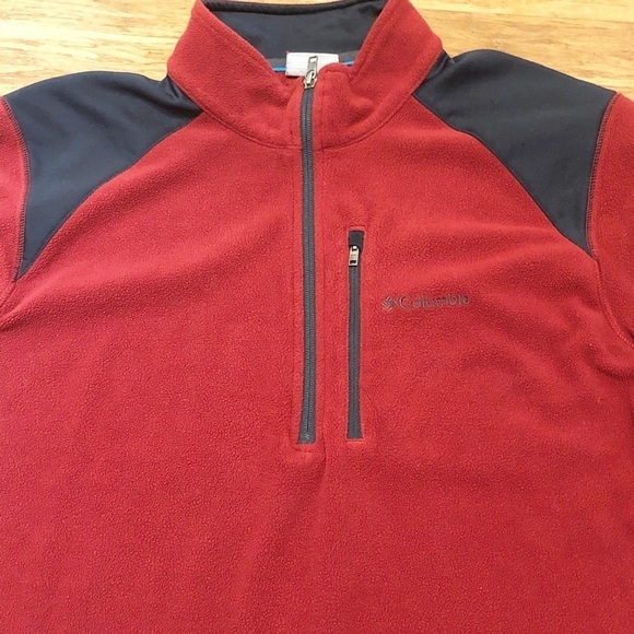 Columbia red quarter zip fleece pullover jacket. L - Picture 2 of 8